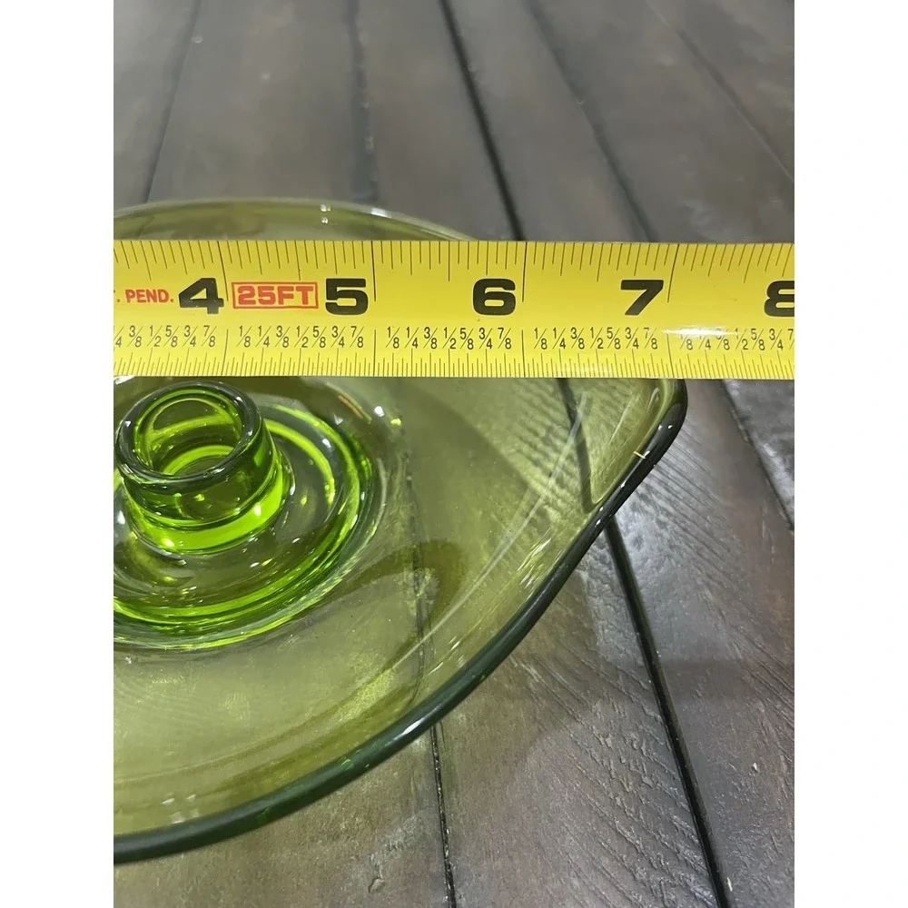 Viking Art Amoebic Epic Glass Candle‎ Holders #1196 Avocado Green Set of 2 MCM